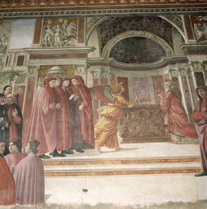 El ángel apareciendo a San Zacarías en el templo, 1485-90